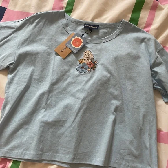 BNWT Princess Highway Embroidered Poodle Dog Light Bluer T-Shirt Top - Picture 2 of 7